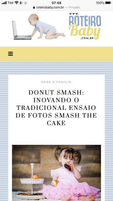 Matéria publicada pelo Roteiro Baby: Donut Smash: inovando o tradicional smash the cake.